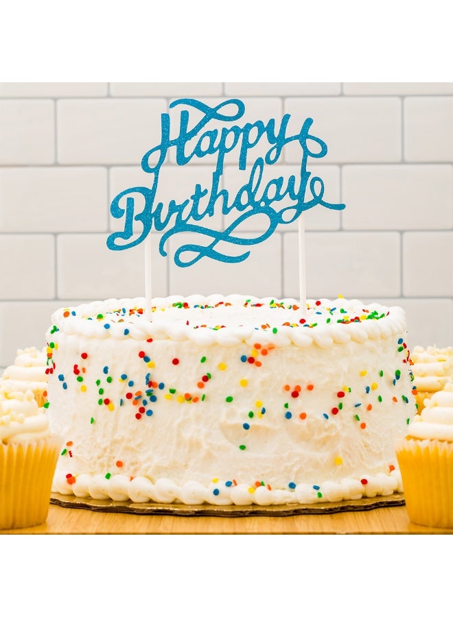 Restaurantware Top Cake 6 X 6 Inch Cake Toppers, 100 Happy Birthday Cake Topper Inserts - Durable, With Glitter Detail, Blue Paper Cake Decoration, Birthday, Baby Shower, Wedding, Supplies - Image 3