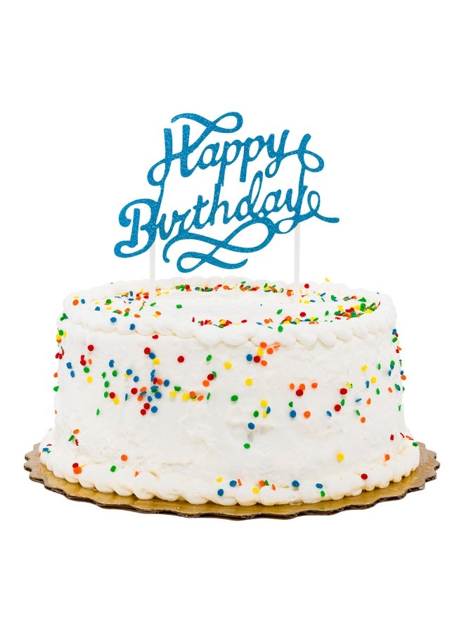 Restaurantware Top Cake 6 X 6 Inch Cake Toppers, 100 Happy Birthday Cake Topper Inserts - Durable, With Glitter Detail, Blue Paper Cake Decoration, Birthday, Baby Shower, Wedding, Supplies - Image 2