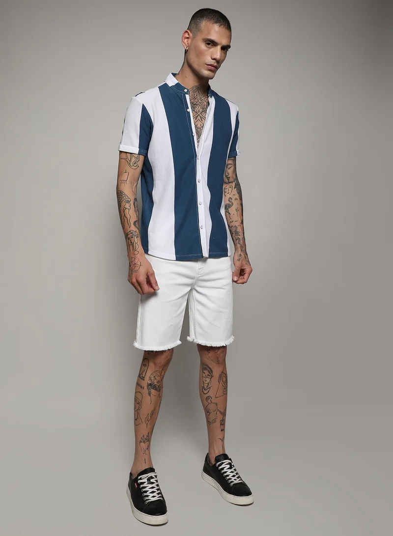 Campus Sutra Campus Sutra Men's Striped Multicolour Button Up Regular Fit Shirt For Casual Wear | Cotton Spread Collar Shirt Crafted With Regular Sleeve, Comfort Fit & High-Performance For Everyday Wear