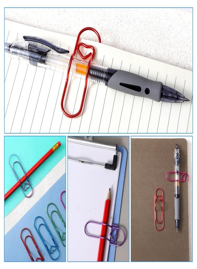 Tyqour 20 Pcs Metal Pen Clip Pen Holder for Notebook Heart-Shaped Paperclip Pen Holder, Colorful Pen Clips for Journal, Office & School Supplies - Image 3