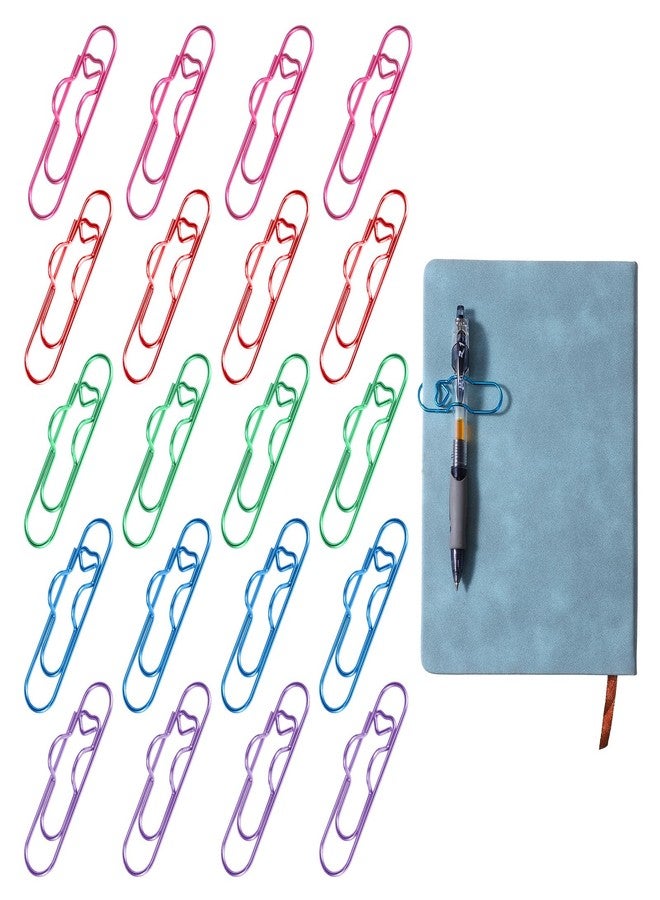 Tyqour 20 Pcs Metal Pen Clip Pen Holder for Notebook Heart-Shaped Paperclip Pen Holder, Colorful Pen Clips for Journal, Office & School Supplies - Image 1