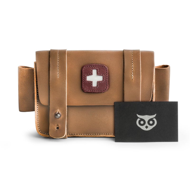 Hide & Drink Full Grain Leather First Aid Bag, Empty Medical Kit Organizer for Travel & Home, Compact Container Storage, Large Emergency Bags, Small Medic Pack Case, Med Pouches, Medkit Carry Box Only - Image 5