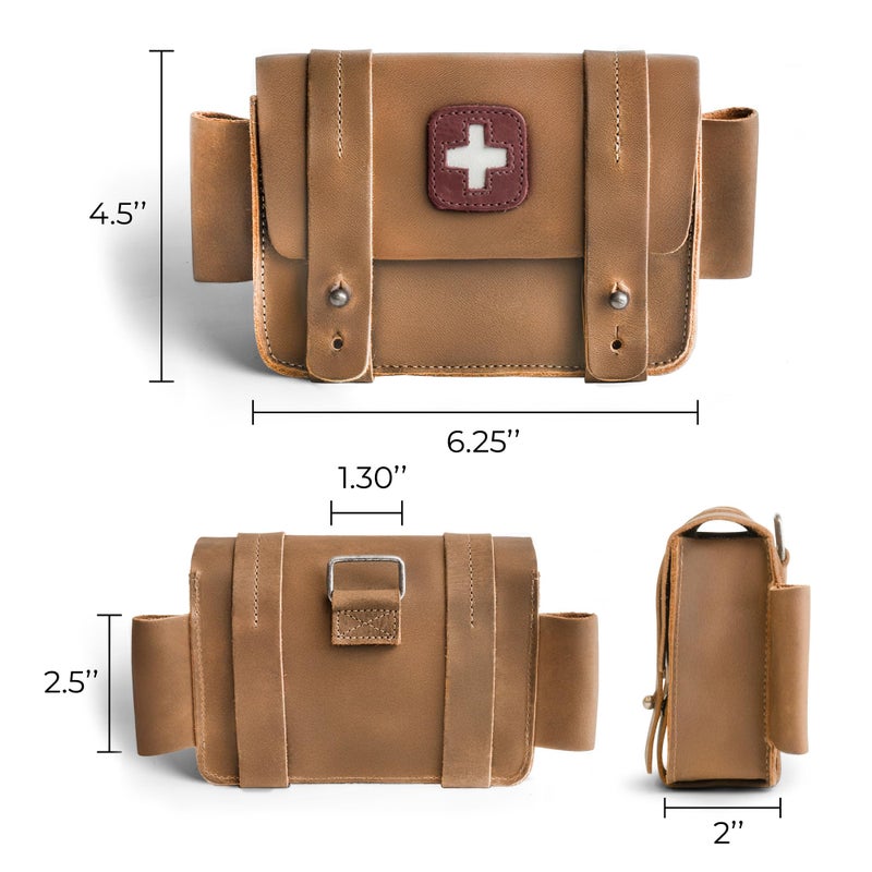 Hide & Drink Full Grain Leather First Aid Bag, Empty Medical Kit Organizer for Travel & Home, Compact Container Storage, Large Emergency Bags, Small Medic Pack Case, Med Pouches, Medkit Carry Box Only - Image 4