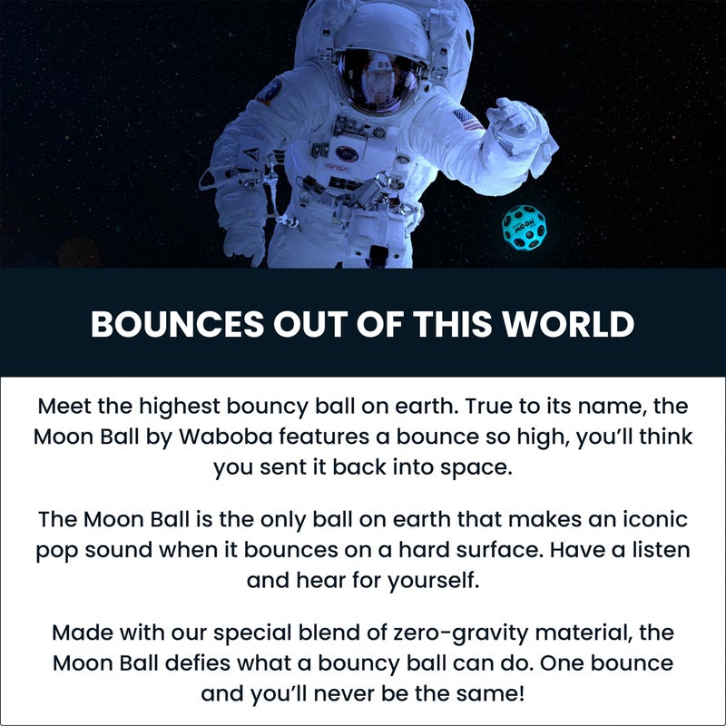 Waboba The Original Moon Ball - Hyper Bouncy Ball â€“ Makes Pop Sound When Bounced - All Ages Extreme Bounce & Fun - Perfect for Active Play & Indoor or Outdoor Games - Blue - Image 3