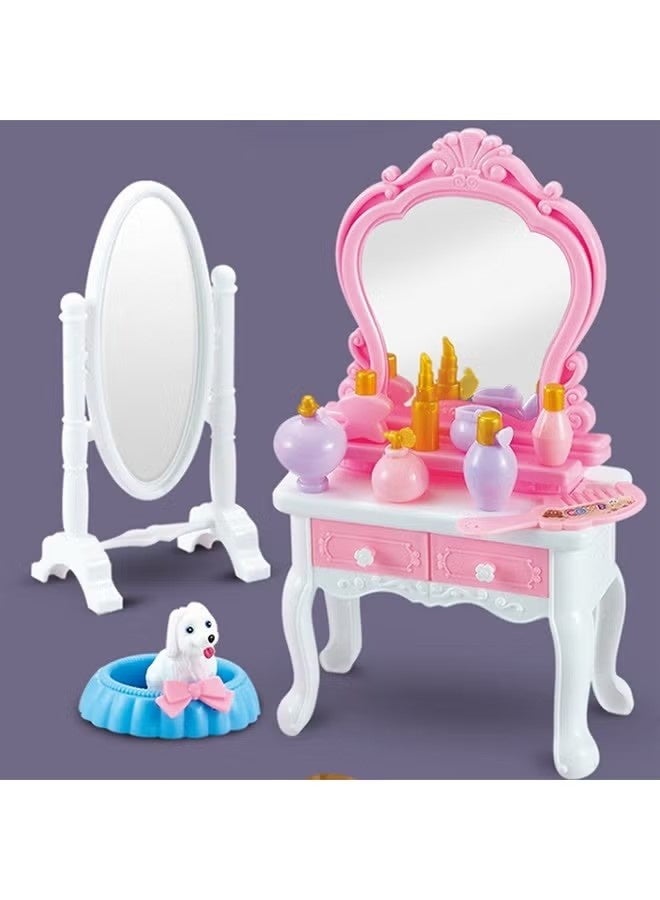 KIIUMI 2 Floors Huge handbag Dollhouse Play Set with 2 Rooms 4 doll 1handbag 1 Color Light Strips with Lights to Assemble Bedroom, Furniture, Garden,Pets DIY Pretend Play Doll House for Girls. - Image 2