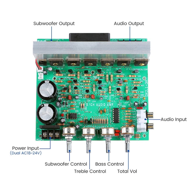 DX-2.1 Large Power Audio Amplifier Board Channel High Power Subwoofer Dual Home Theater AC18V-24V DIY Supplies - Image 2