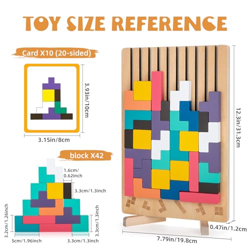 BSADIY Montessori Wooden Stacking Puzzle Toy Colored 3D Russian Block Stacking Jigsaw Puzzle Toy Giant Building Block Board Game Educational Toys for Kids Brain Teasers for Toddlers 36 Years - Image 5