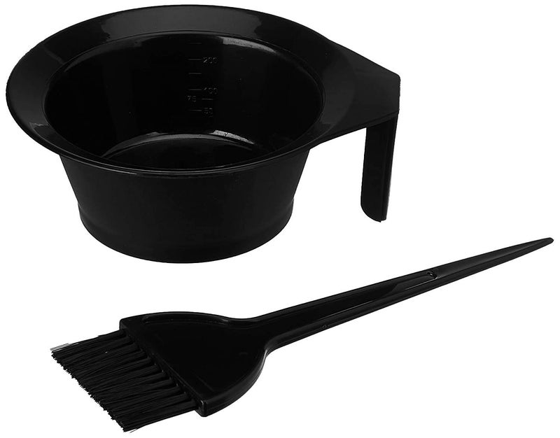 CRIYALE Hair Color Dye Mixing Bowl with handle, Face mask/Bleaching applicator Brush For Home, Beauty Salon, Hair stylist (Black) (1 BOWL 1 BRUSH) - Image 1