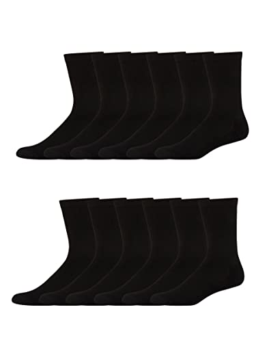 Hanes Mens Socks, X-temp Cushioned Crew 12-pack, Black, 10 US - Image 1