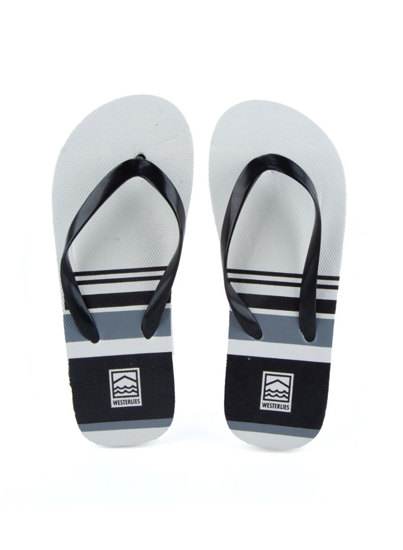 Stripe Beach Sandals | White | Lightweight Summer Flip Flops | US 2.5 / EU 34 - Image 1