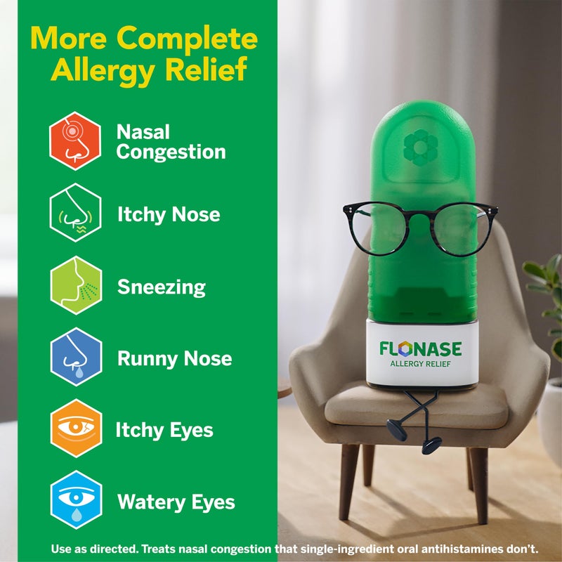 Flonase Allergy Relief Nasal Spray, 24 Hour Non Drowsy Allergy Medicine, Metered Nasal Spray - 144 Sprays (Pack of 2) - Fall and Seasonal Allergy Relief - Image 4
