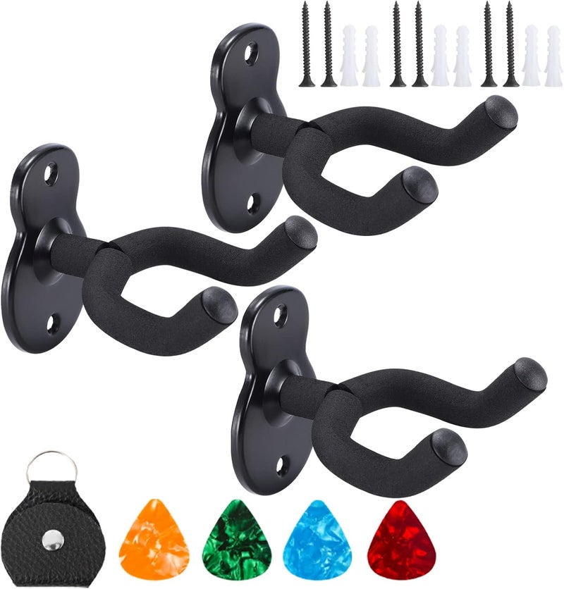 Donux Ukulele & Guitar Wall Mount - 3 Set Hanger Hooks for Acoustic, Electric & Bass Guitars - Image 1