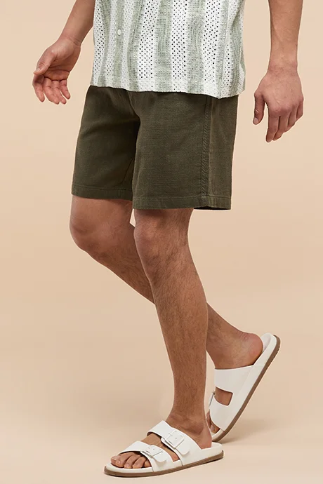 R&B Solid Shorts with Drawstring Waist