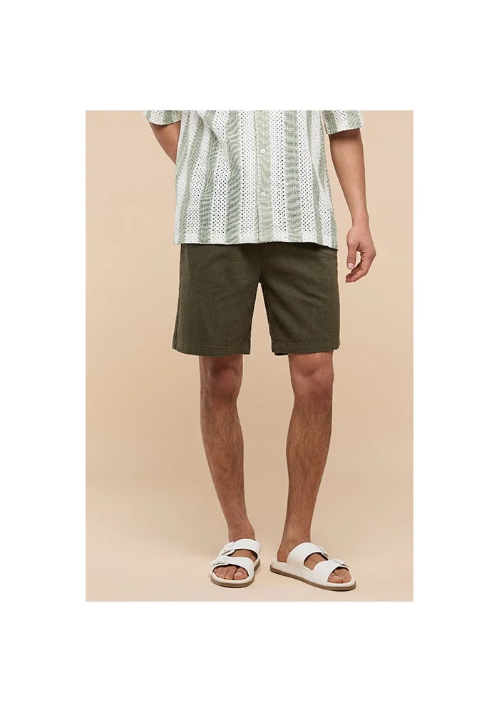 أر أند بي Solid Shorts with Drawstring Waist