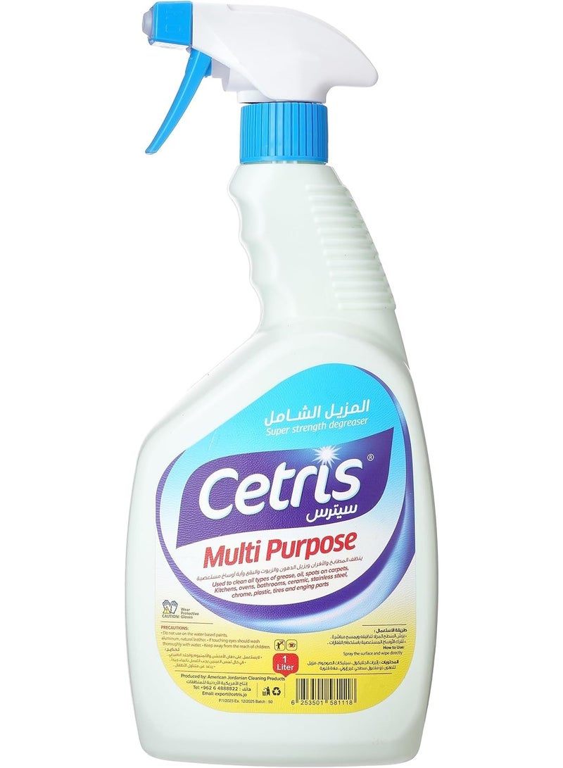 Cetris Citris Multi-Purpose Cleaner Spray – Extra Strength Grease Remover (1 Litre) – Heavy-Duty Cleaning Spray for Kitchen, Oven, Bathroom, Carpets, Car Engine, Tires and More - Image 1