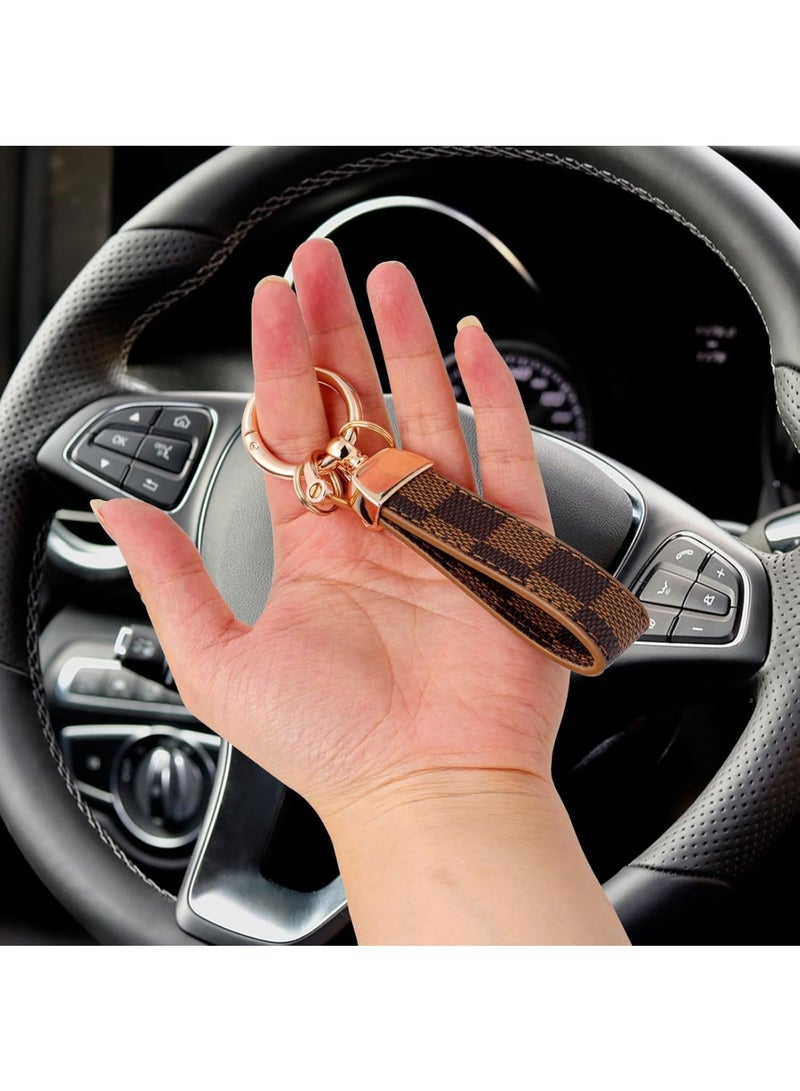 Zikra Leather Car Keychain, 2Pcs Stainless Steel Keyring with Anti-Lost D Buckle, Scratch Resistant Key Ring Accessories with 2 Pcs Screwdriver, Ideal for Car, Motorcycle, Bike, House Keys, Brown, White - Image 3