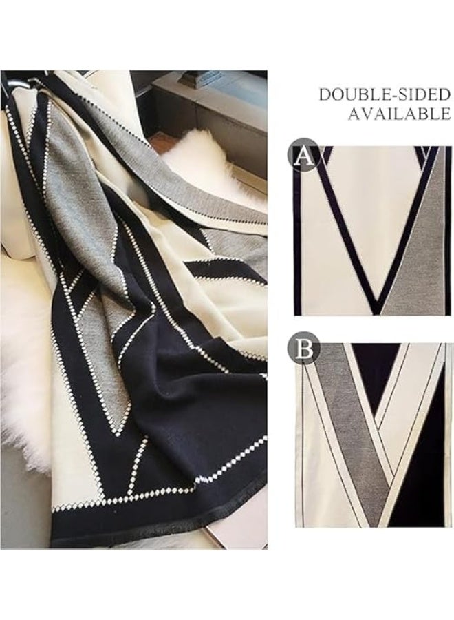 الشتاء وشاح الكشمير شال ، السيدات ، الرجال أزياء نمط هندسي الحارة وشاح الكشمير مع شرابة الطرود الناعمة الطويلة - Image 5