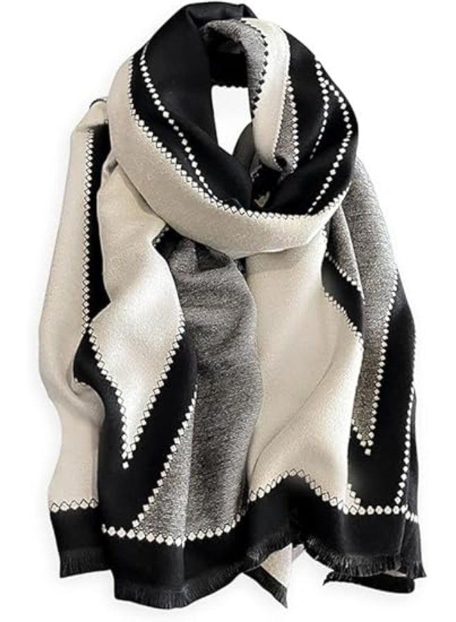 الشتاء وشاح الكشمير شال ، السيدات ، الرجال أزياء نمط هندسي الحارة وشاح الكشمير مع شرابة الطرود الناعمة الطويلة - Image 1