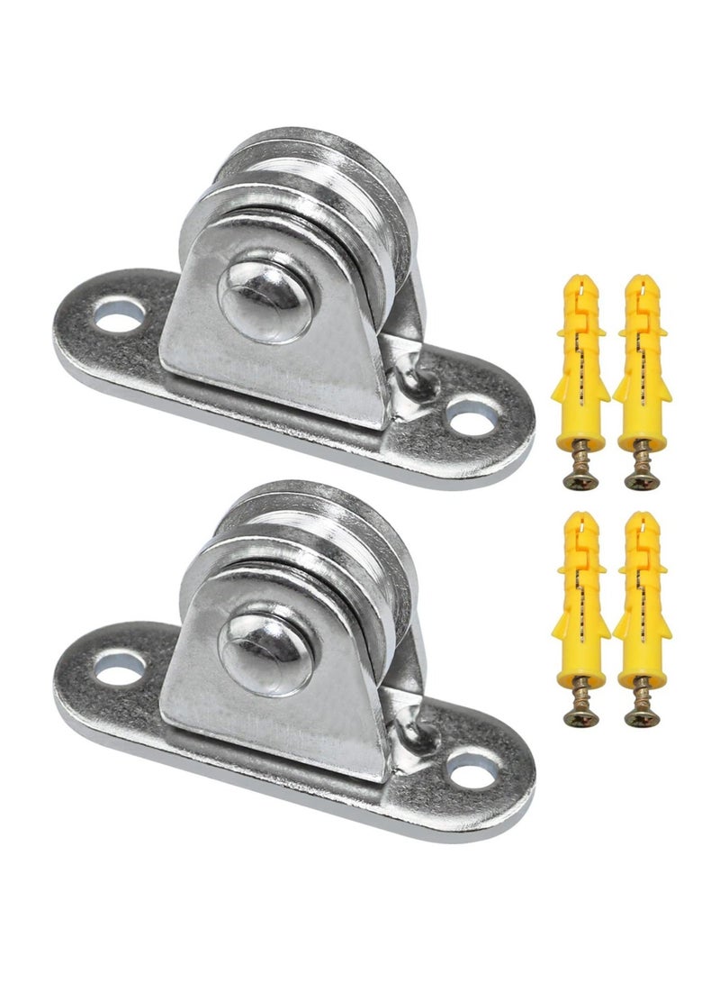 Pulley Block Silent Pulley Wheel, 2Pcs Heavy Duty Fixed Pullies Loading 176 lb for Cord Material Handling Moving and DIY Project Wall Ceiling Mount Pulleys - Image 1