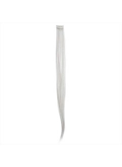 SWACC 12 Pcs Straight One Color Party Highlights Clip on in Hair Extensions Colored Hair Streak Synthetic Hairpieces (Sliver Gray)  - Image 2