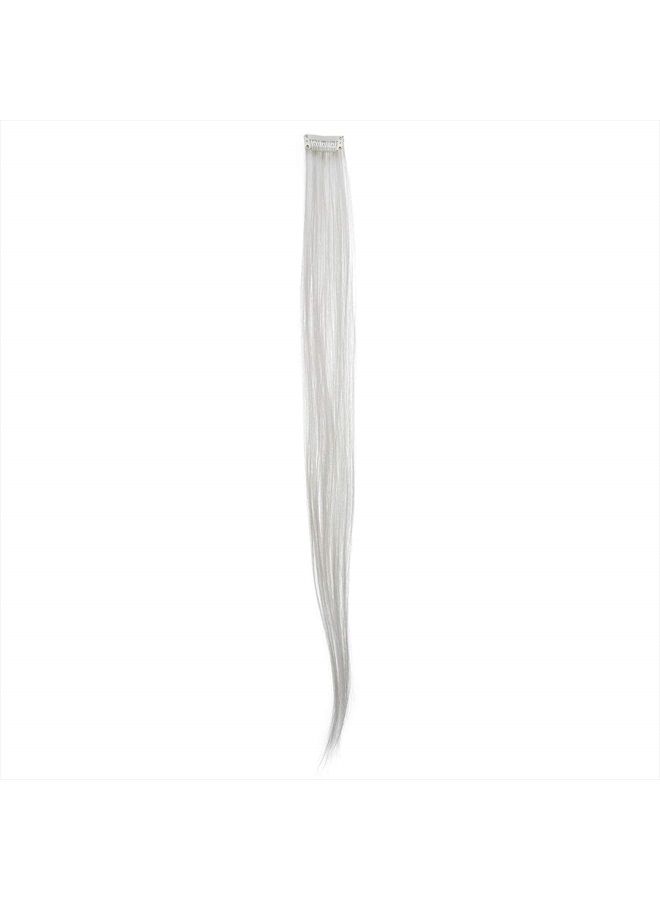 SWACC 12 Pcs Straight One Color Party Highlights Clip on in Hair Extensions Colored Hair Streak Synthetic Hairpieces (Sliver Gray) - Image 2