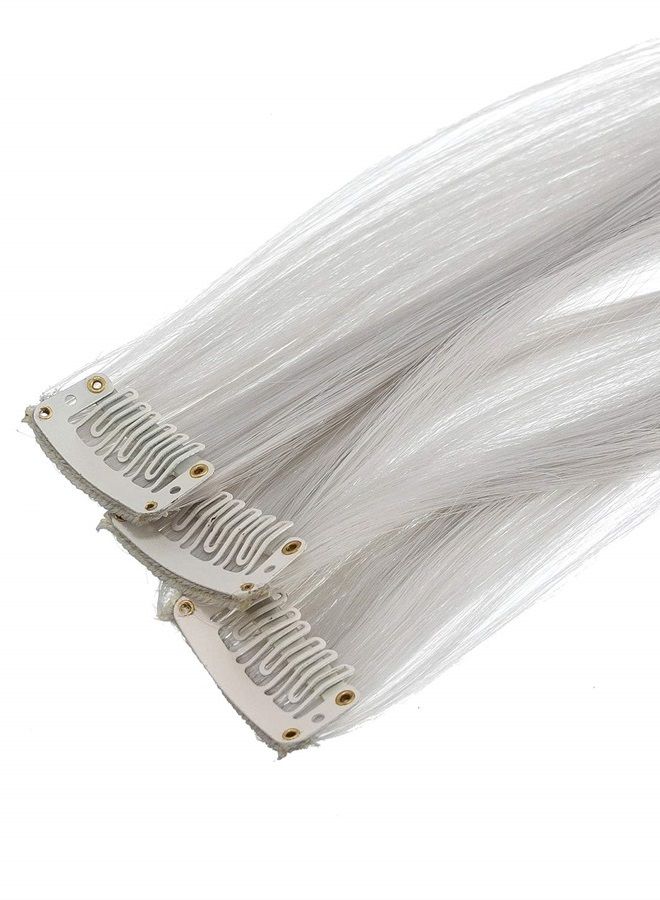 SWACC 12 Pcs Straight One Color Party Highlights Clip on in Hair Extensions Colored Hair Streak Synthetic Hairpieces (Sliver Gray) - Image 1