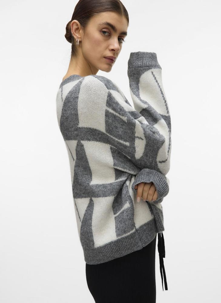 فيرو مودا كنزة صوفية بأكمام طويلة وياقة دائرية - Image 3