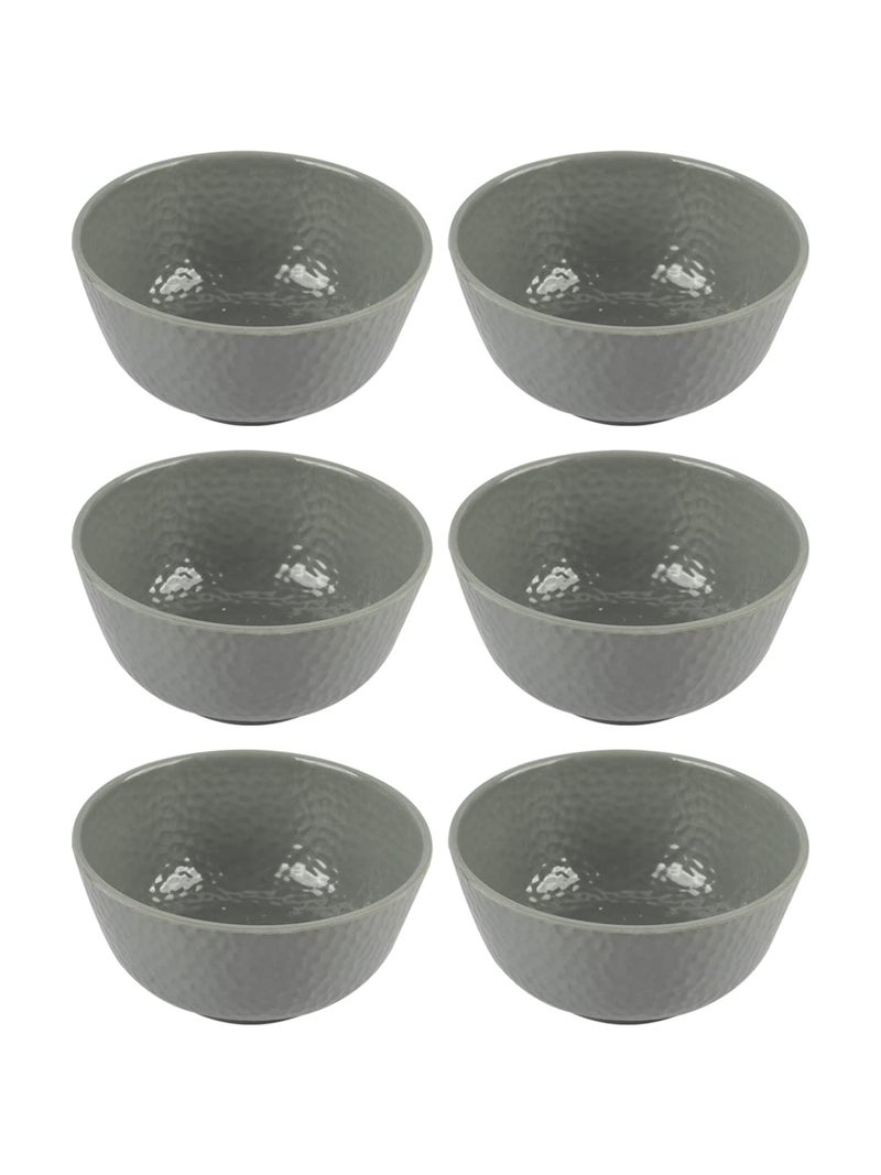 MARKET 99 Grey Melamine Round Soup Bowl Set of 6, Decorative Hammered Design, 300ml Serving Bowls for Breakfast, Lunch & Dinner, Durable & Stylish Tableware - Image 4