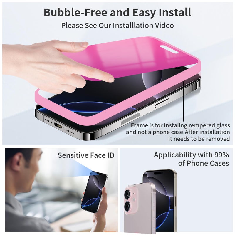 Juvraixo for iPhone 16 Plus Privacy Screen Protector 6.7 inch Gradient Colorful 16Plus Tempered Glass 28Â° Anti-Spy Private Anti Blue Light Full Coverage Anti-Scratch HD Easy Installation Frame 2 - Image 4