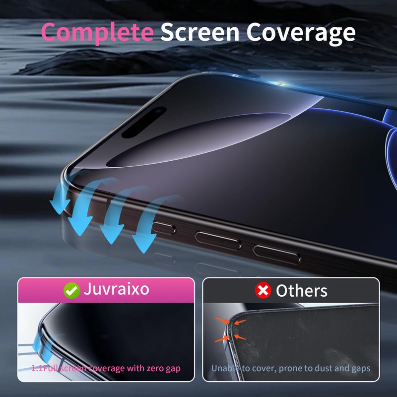 Juvraixo for iPhone 16 Plus Privacy Screen Protector 6.7 inch Gradient Colorful 16Plus Tempered Glass 28Â° Anti-Spy Private Anti Blue Light Full Coverage Anti-Scratch HD Easy Installation Frame 2 - Image 5
