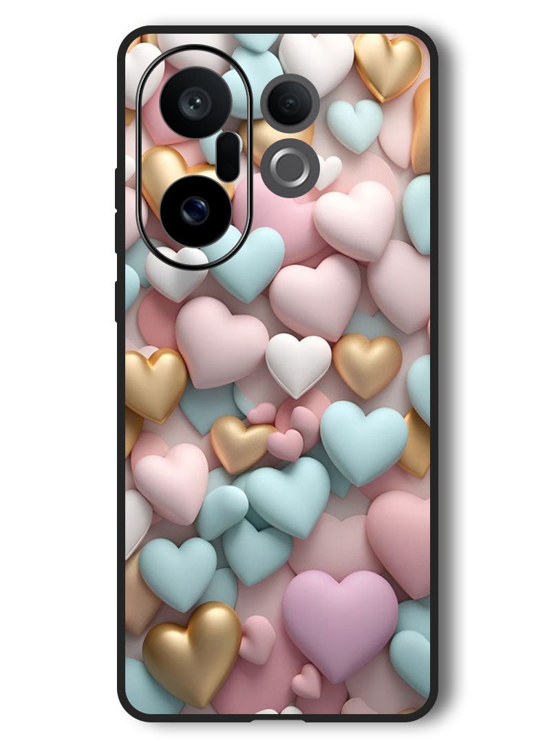 Theodor Case Compatible with Vivo X200 FE 6.31 Inch Protection Shockproof Bumper Cover Colourful Hearts - Image 1