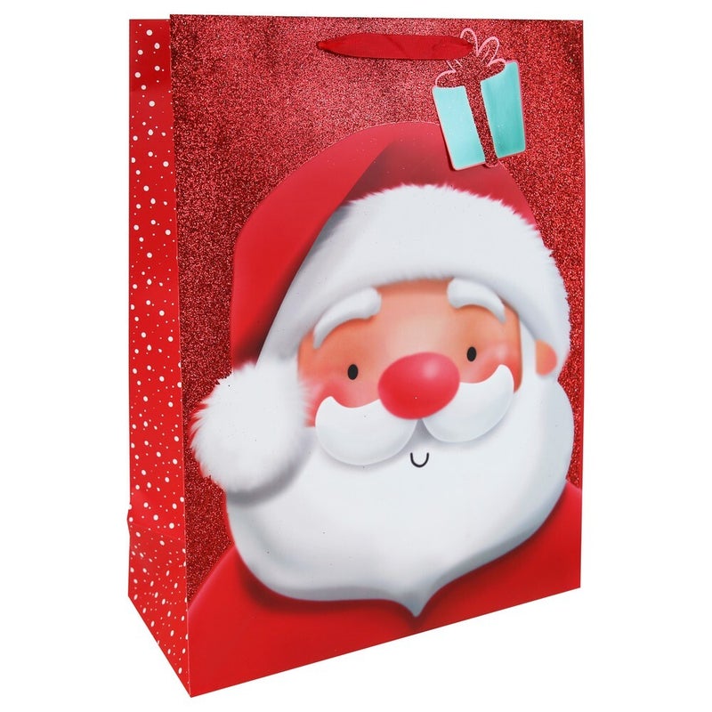 Eurowrap Christmas Santa Glitte Bag – Holiday Gift Bag, Festive Packaging, Seasonal Present Holder, Christmas Celebration, and Perfect Seasonal Gifting Essentials - Size XL