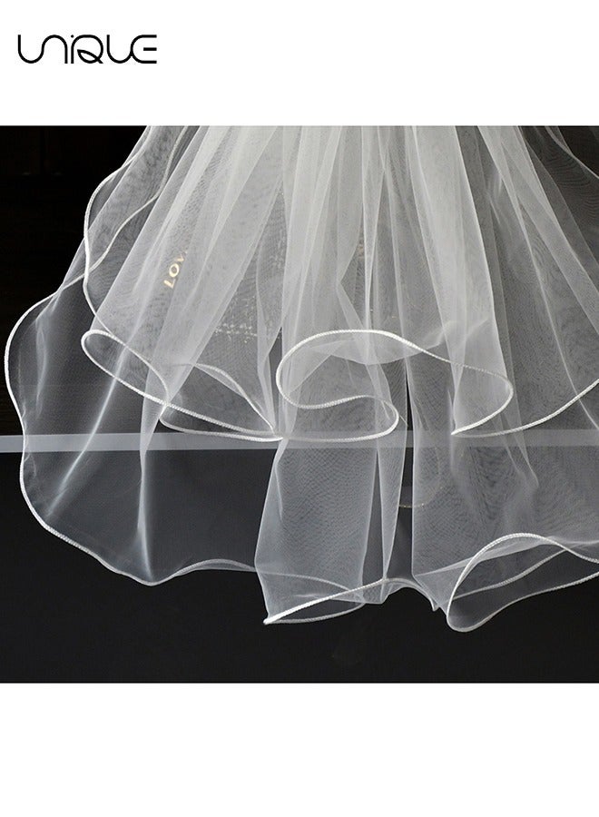 Unique Double Bow White Veil - With Hair Clips - Wedding Engagement Bride Bridal Shower Bachelorette Party Decoration - Image 3