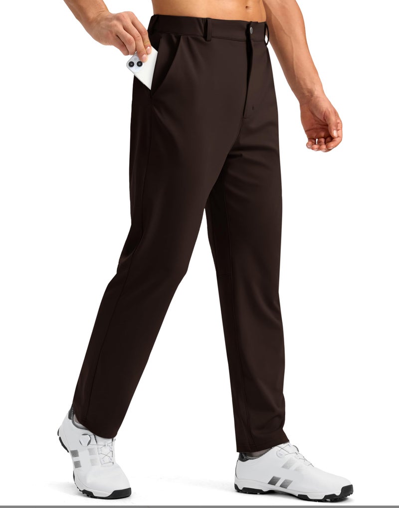 Soothfeel Men's Golf Pants with 5 Pockets Slim Fit Stretch Sweatpants Casual Travel Dress Work Pants for Men (Brown, L) - Image 2