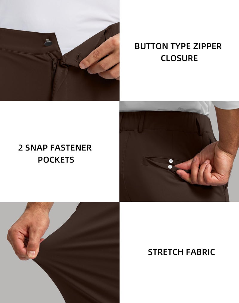Soothfeel Men's Golf Pants with 5 Pockets Slim Fit Stretch Sweatpants Casual Travel Dress Work Pants for Men (Brown, L) - Image 5