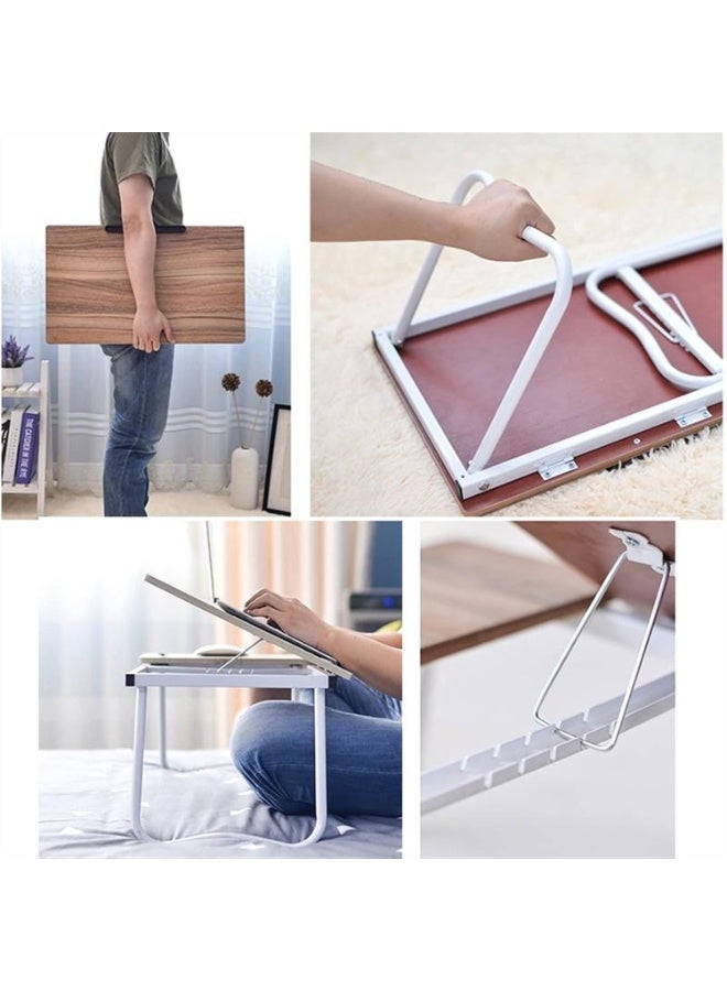 Meetion 2pcs Desk Adjustable Laptop Table Portable Folding Laptop Stand Desk Bed Table Bedroom Home Office Tray Table Study Table Home Office Desk - Image 5