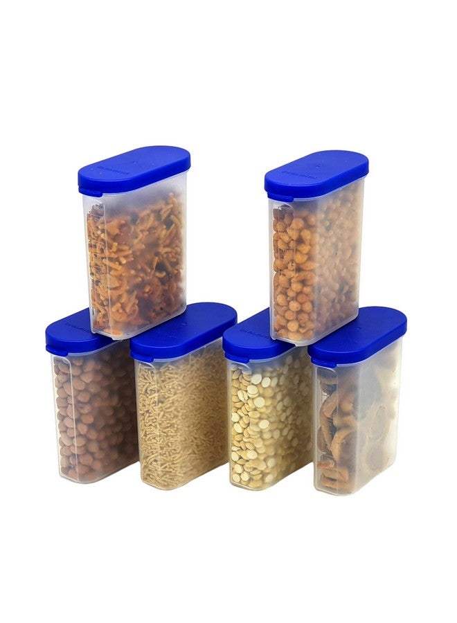 Mahaware Polypropylene Plastic Container - 275ml, Set of 6, Blue and White - Image 1