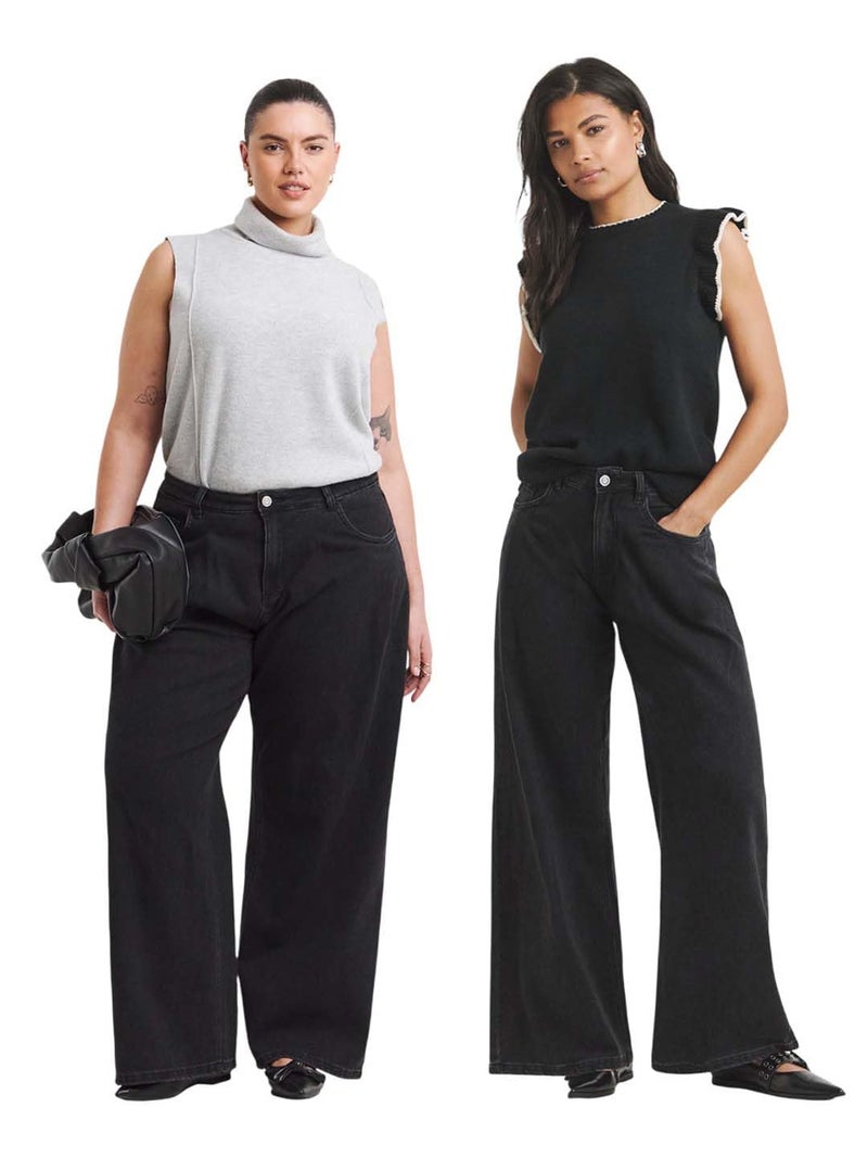 KOTTY Women’s High Waist Wide Leg Black Jeans – Stylish Relaxed Fit Denim Jeans for Women(Black,XXL)-KTTLADIESJEANS3130XXL - Image 1