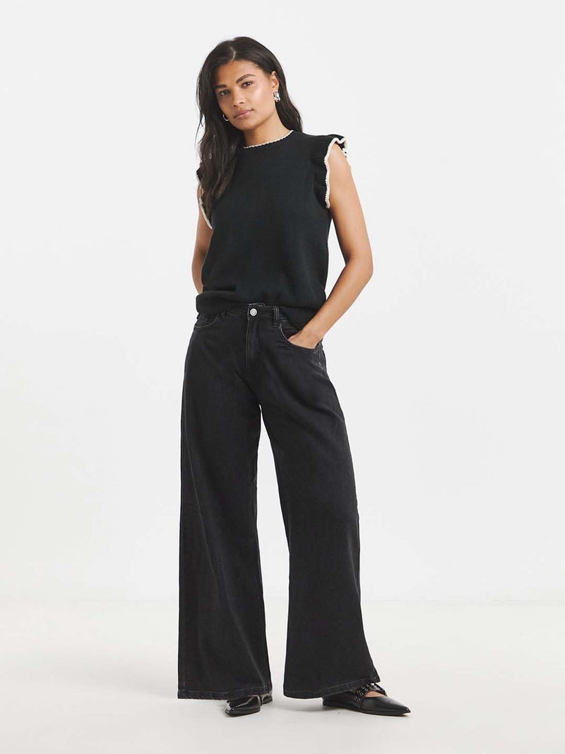 KOTTY Women’s High Waist Wide Leg Black Jeans – Stylish Relaxed Fit Denim Jeans for Women(Black,XXL)-KTTLADIESJEANS3130XXL - Image 4