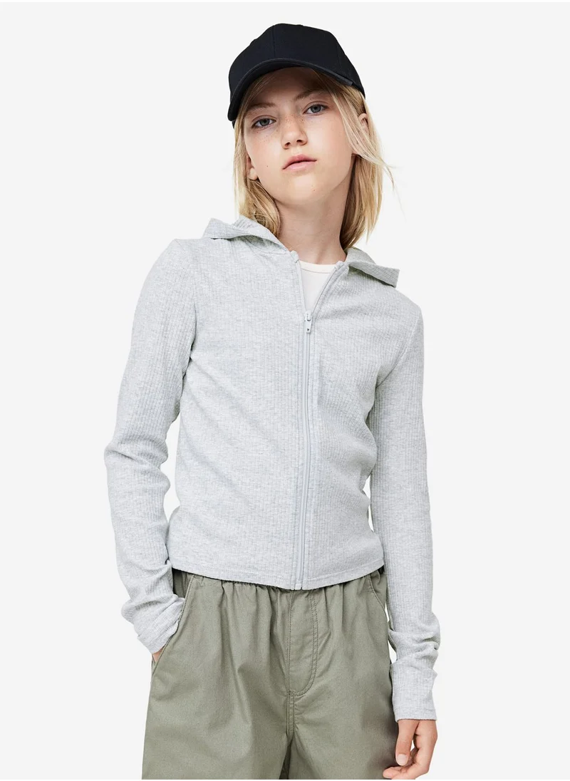 H&M Kids Ribbed Zip-Through Hoodie
