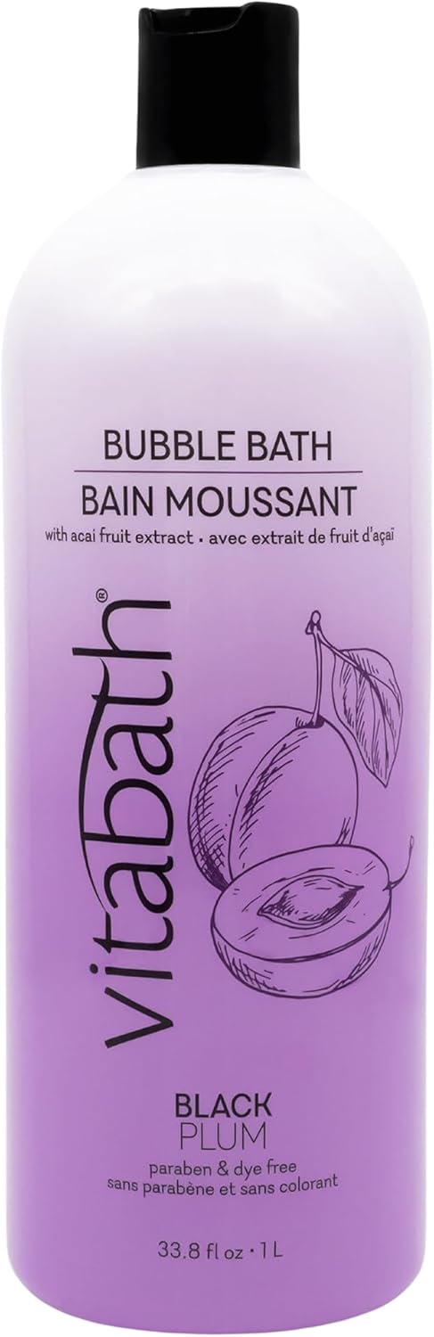 Vitabath Black Plum Bubble Bath Rich Foaming Soak Moisturizing Nourishing Indulgent Suds for Women Men All Skin Types 338 fl oz 1L - Image 1
