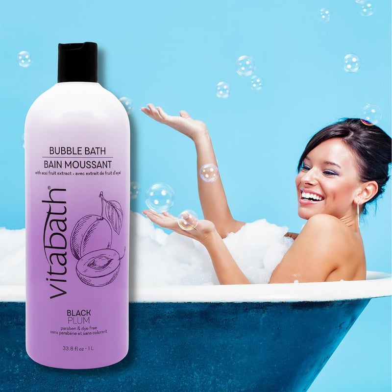 Vitabath Black Plum Bubble Bath Rich Foaming Soak Moisturizing Nourishing Indulgent Suds for Women Men All Skin Types 338 fl oz 1L - Image 3