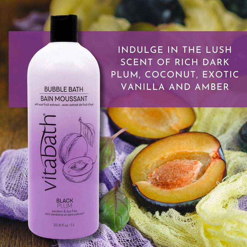 Vitabath Black Plum Bubble Bath Rich Foaming Soak Moisturizing Nourishing Indulgent Suds for Women Men All Skin Types 338 fl oz 1L - Image 4
