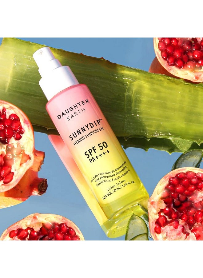 DAUGHTER EARTH Sunnydip Hybrid Sunscreen With Vitamin C Spf 50 Pa++++ | Sea Kelp For Sensitive Skin | Lightweight With Multi Vitamins | Broad Spectrum Physical & Chemical Sunscreen | Dewy Effect, 50Ml  - Image 5