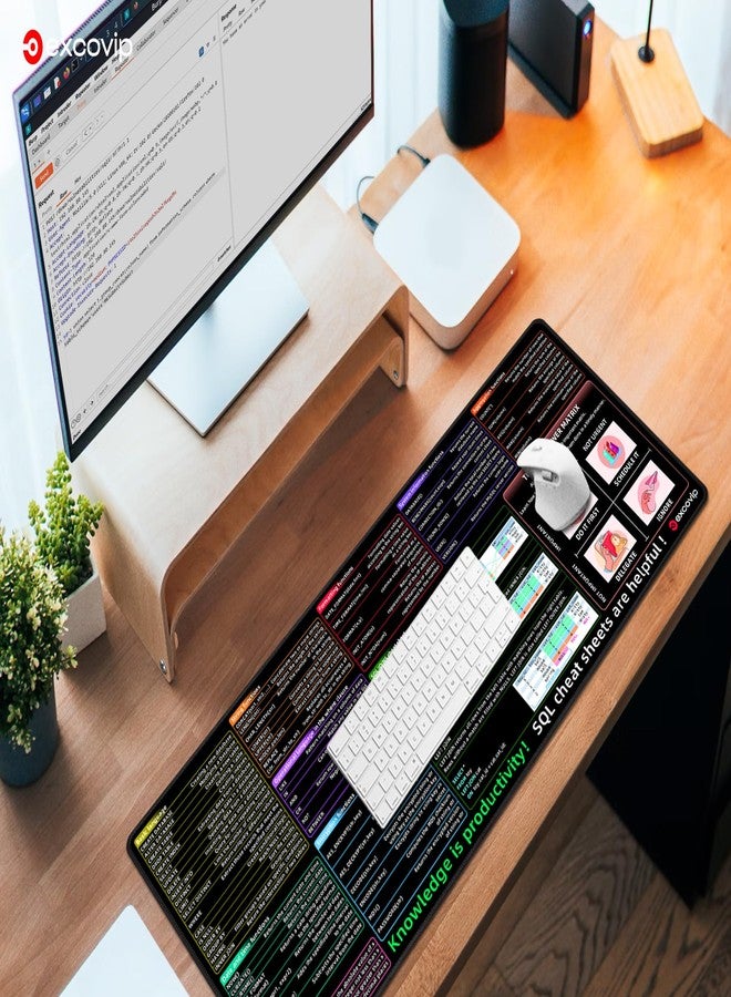 excovip SQL Cheat Sheet Mouse Pad for Database Administrators, Analysts, and Programmers, Shortcut Key Mousepad, Large Anti-Slip Keyboard Pad Mouse Mat 80x30 cm 0406 - Image 3