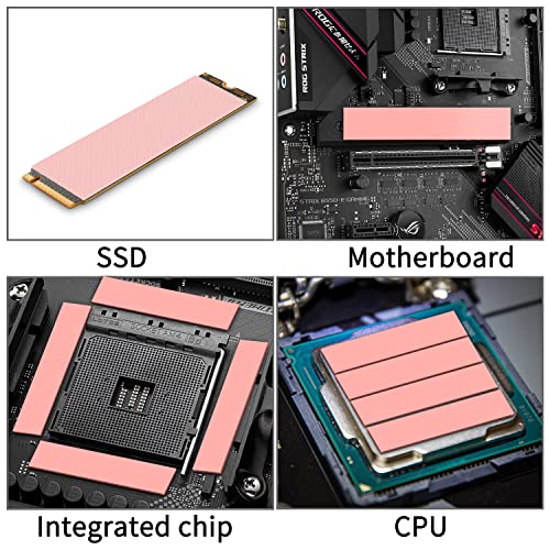JOYJOM 4 Pack 120x20mm 15W Thermal Pads GPU 1mm 1.5mm NVME CPU SSD M.2 SSD 2280 SSD Thermal Pad for Laptop Heatsink CPU GPU SSD IC LED Cooler (2X 1mm, 2x1.5mm) - Image 5