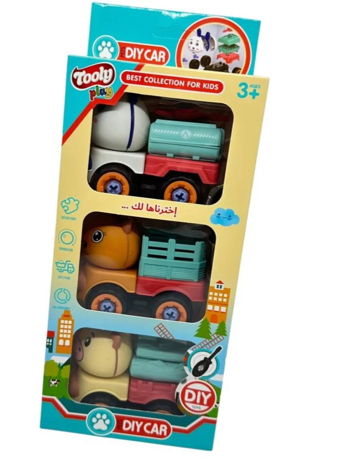 TOOLY DIY Car Toy Set for Kids | Build-Your-Own Cartoon Vehicles with Screwdriver | Educational Toy (Ages 3+)