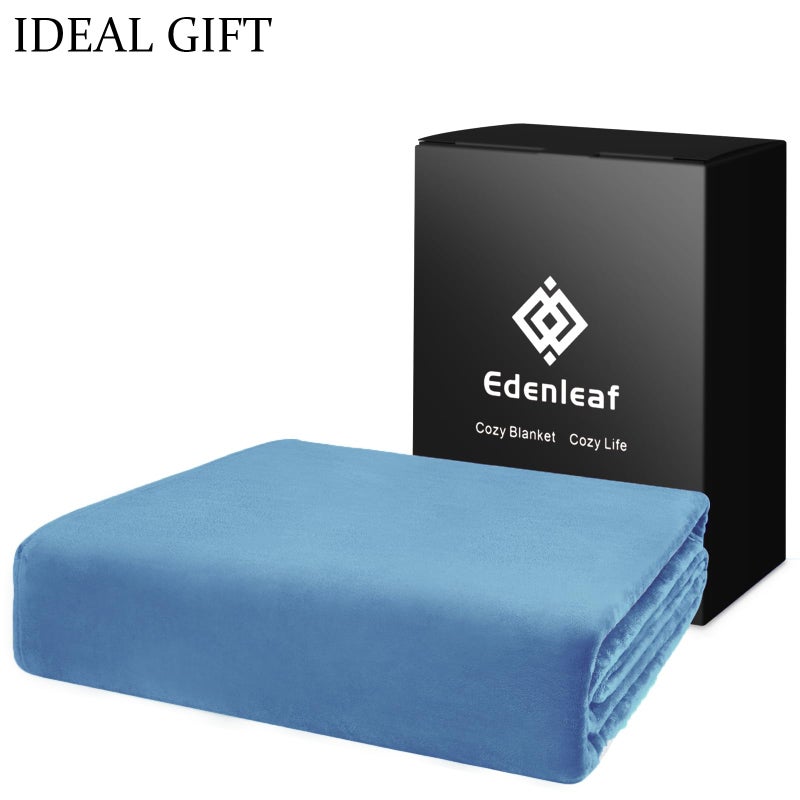 Edenleaf Big Oversized Soft Blanket  Giant Fleece Blanket 120X120  California King Warm Blanket For Whole Family  Bed  Sofa  Couch  Travel  Camping 120X120 Sky Blue - Image 5