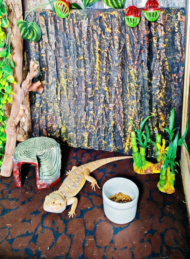 Hamiledyi 17.3×11.8in Rock Terrarium Background 3D Reptile Tank Background Board Lizard Climbing Wall Habitat Decor for Bearded Dragon Geckos Iguana Snake Spider - Image 2