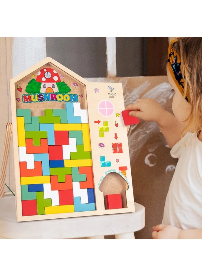 PLAYZO Multifunctional Tetris Wooden Puzzle Toy Square Puzzle - Image 2